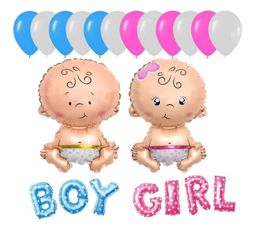 Set Globos Decoración Letras Boy Girl  Bebe - Baby Shower