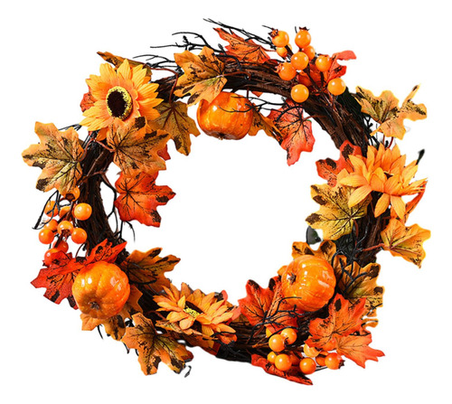 Corona De Otoño Para Puerta Delantera, Corona De Granja De