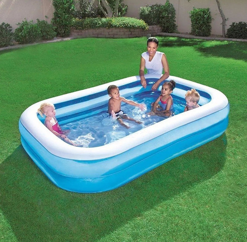Pileta inflable rectangular Bestway 54006 de 2.62m x 1.75m x 51cm 778L azul y blanca caja