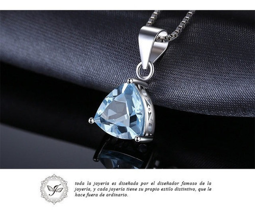 Imagen 9 de 10 de Collar Azul Topacio Plata 925 Mujer + Cadena + Caja Fina