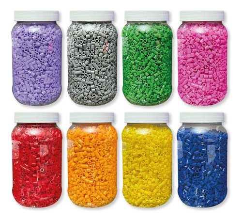 8 Botes Con 3000pz C/u, Colores A Elegir Midi 5mm Hama Beads