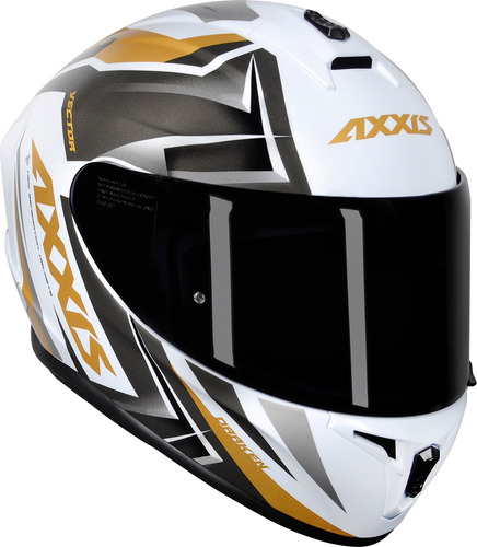 Imagem 7 de 9 de Capacete Axxis Draken Vector Branco Dourado + Viseira Extra