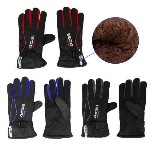 Guantes Para Moto Forrados Para Invierno Impermeable Térmico Azul Único