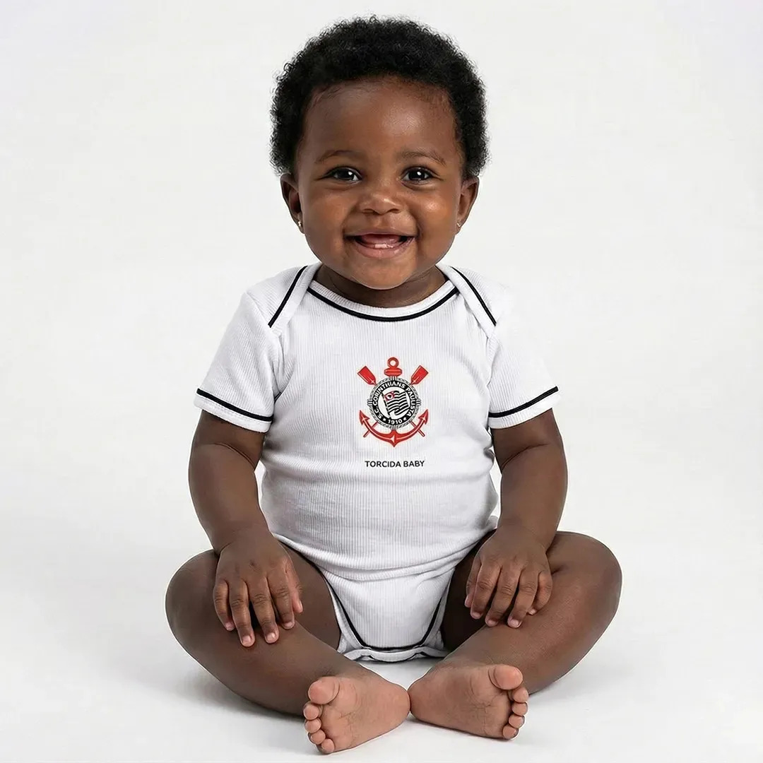 Body Bebê Corinthians Branco - Torcida Baby Tamanho M