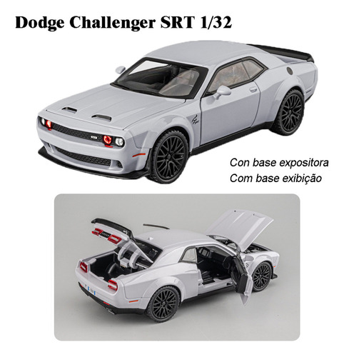 Dodge Challenger Srt Miniatura Metal Coche Con Luz Y Sonido