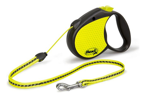 Flexi Neon Correa 16 ft Small-large, S, Negro / Amarillo