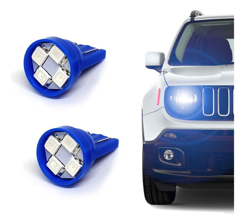 Par Lâmpadas T10 Pingão Cruze 2012 Led Azul Lanterna Farol