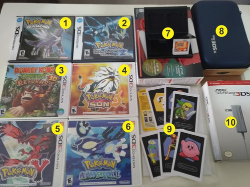 New Nintendo 3ds Xl + 6 Jogos Físicos + Acessórios Completo