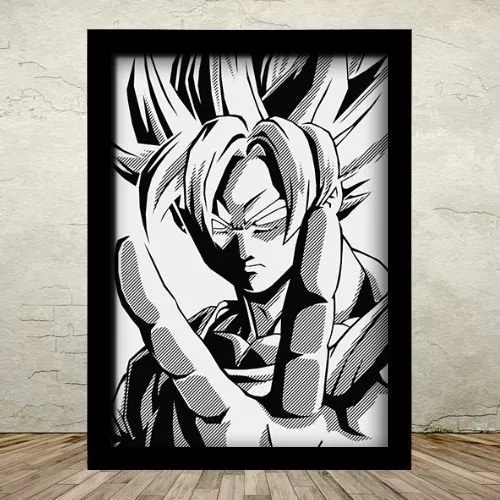 Quadro decorativo emoldurado Dragon Ball Z Goku Anime Desenho para