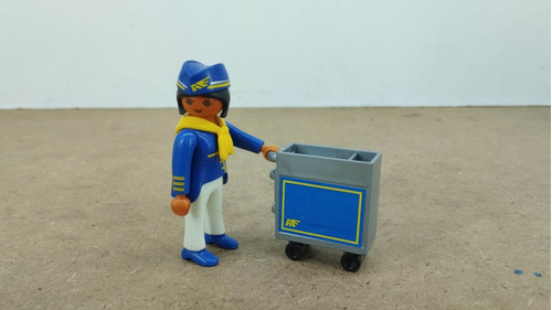 Figura Playmobil Aeromosa O Azafata Con Carrito