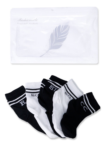 30 Calcetines Unisex Blanco/negro Suaves Duraderos Blanco / Negro Estampado Minimalista Unitalla