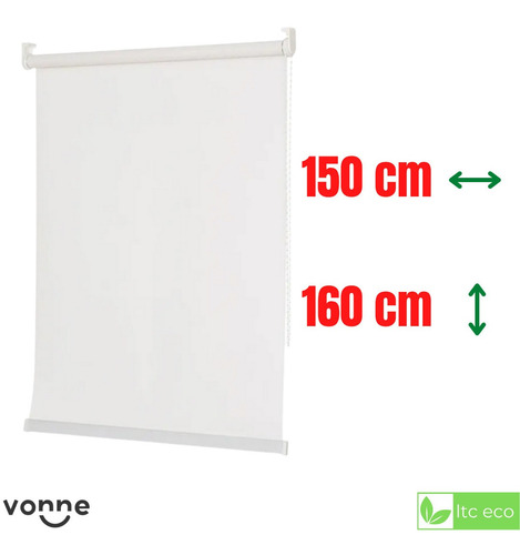 Imagen 1 de 10 de Cortina Blanca Roller Blackout 150x160 Black Out Enrrollable