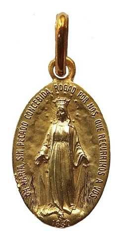 Medalla Oro 10k Virgen Milagrosa #1130 Bautizo Comunión