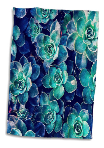 Toalla De Mano 3d Rose Textured Organic Plants En Azul Y Ver