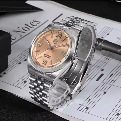 Reloj San Martín Dial Salmón (no Steeldive, Orient, Seiko Plateado Plateado Sunray Salmón (Usado)
