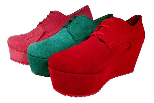 Zapato Plataforma Cuero Cordon Gamuza Off Shoestore