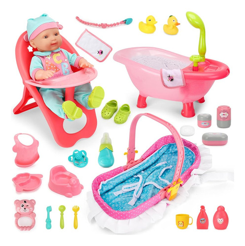 Deao Baby Doll Set 14  Baby Doll Playset, 25 Pcs Baby Doll A