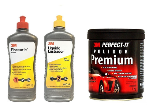 Kit Polidor Premium + Finesse-it + Liquido Lustrador 3m