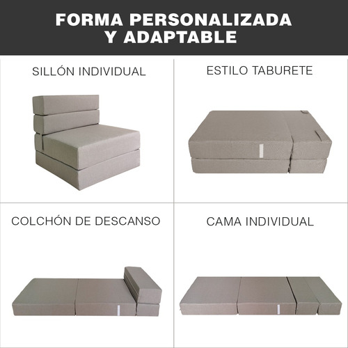 Imagen 5 de 10 de Sofá Cama Individual Plegable, Colchoneta Con Soporte Firmé Color Gris Claro