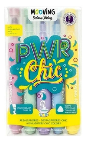 Resaltadores Mooving Pwr Chic X5 Colores Artistica Palermo