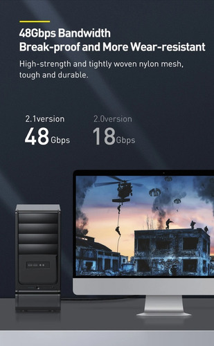 Imagen 9 de 12 de Cable Adaptador Alta Definición Hdmi/hdmi 8k 2m Negro Baseus