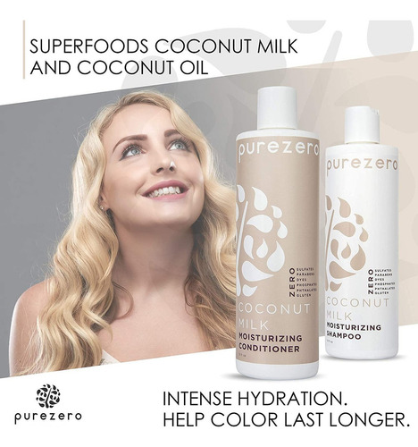 Purezero Set ChampĂș Y Acondicionador Leche De Coco 20 Oz