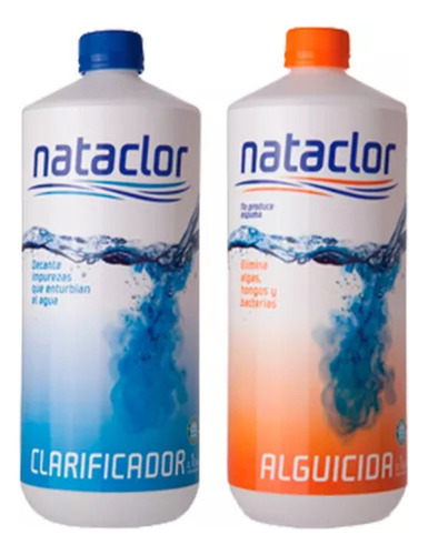 Combo Clarificador Mas Alguicida X 1l Para Pileta Nataclor