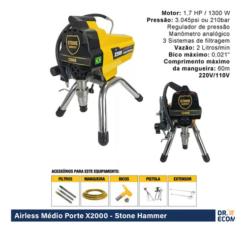 Airless Stone Hammer X2000 1300w 220v 2l/min 2900psi
