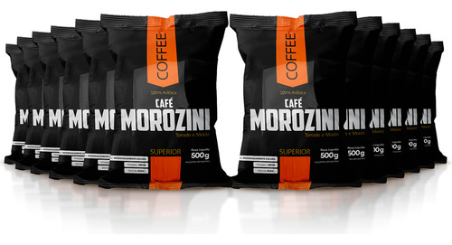 Café Superior Torrado Moído Morozini Pó Gourmet Pacote 500g fardo com 10 unidades