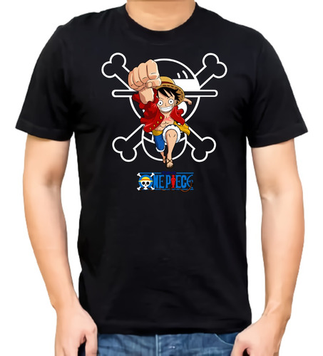 Remera Unisex 100% Algodón  Luffy Elástico - One Piece