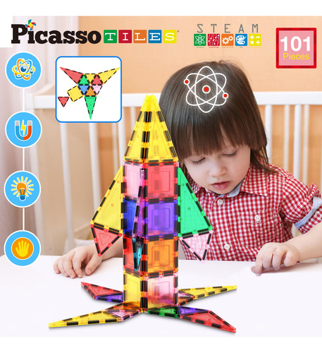 Juego De Bloques Magnéticos Picassotiles 101 Piezas +