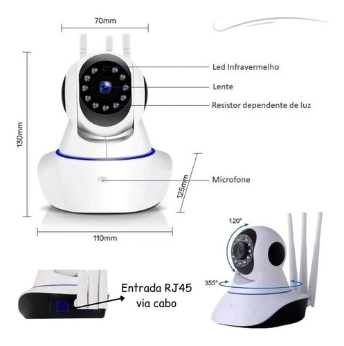 Câmera Robozinho Segurança Wi-fi 3 Antenas Kit 4 Câmeras