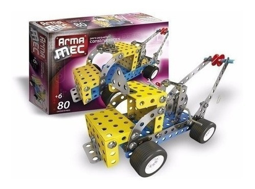 Set De Construccion De Metal Arma Mec Caja 80 Piezas Grua