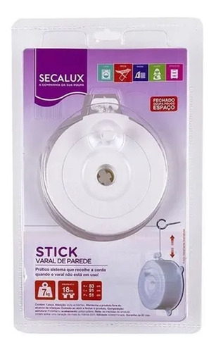 Imagem 4 de 6 de Varal De Parede Esticar Stick Branco Com Corda D/18m Secalux