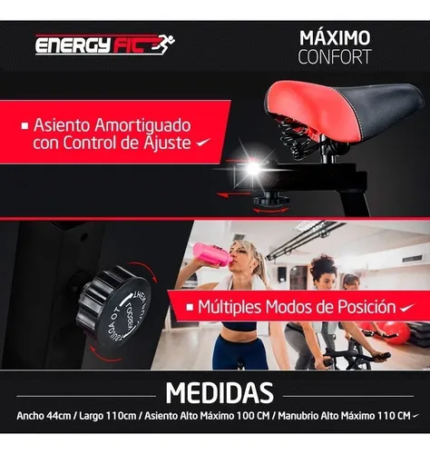 Bicicleta fija spinning outlet profesional 23kg energy fit
