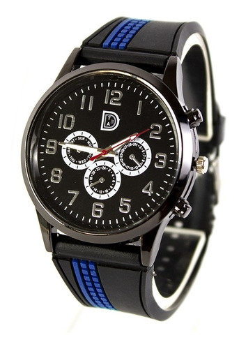 Reloj Pulsera Silicona Para Hombre Modelo De Lineas, Oferta!