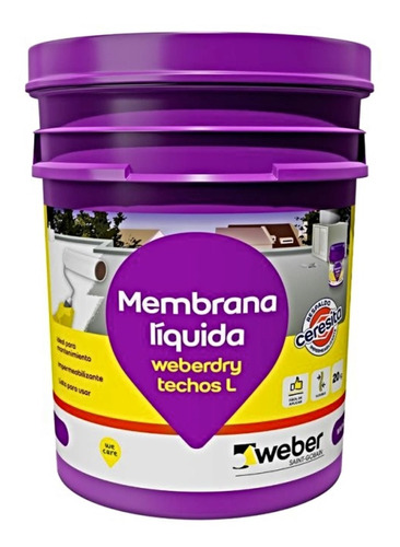 Membrana Líquida Techos L Weberdry Weber 20 Kg Calidad Curia