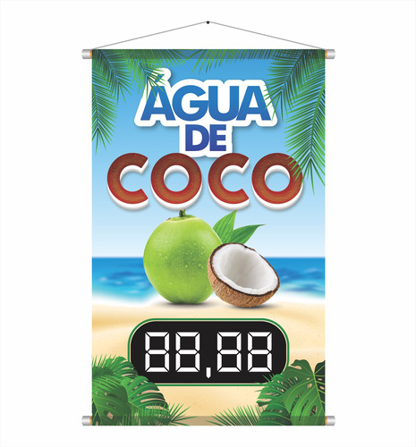 Banner Agua De Coco Verão 65x100 Lona