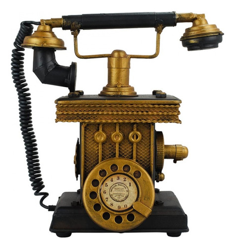 Telefone Preto Vintage Retrô Porta Moeda Decorativo 21x22 Cm