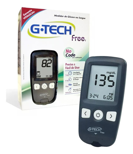 Medidor De Glicose G-tech Free + Acessórios - Kit Completo
