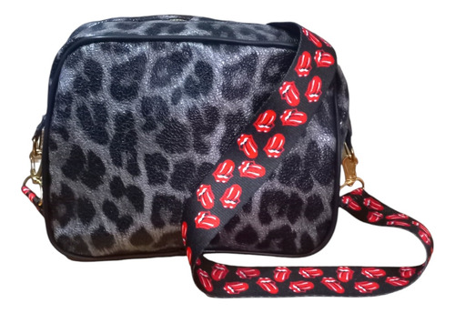 Cartera Bandolera Mujer Animal Print Leopardo Negro Moda