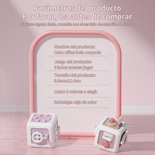 Juguete Didactico Para Bebes Montessori 6 En 1 Cubo Juguetes Estimulacion Para Bebes De 6 meses/1 ano Rosa Hong Jie Toys