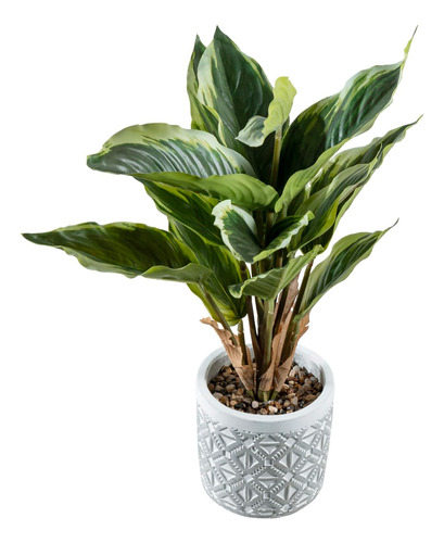 Planta Artificial De Hojas De Dieffenbachia En Maceta De Con