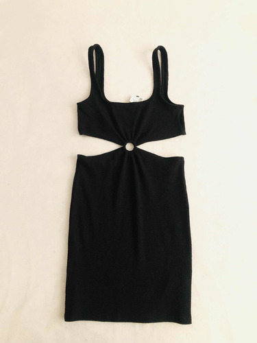 Bershka Vestido Ombliguera Negro Entallado