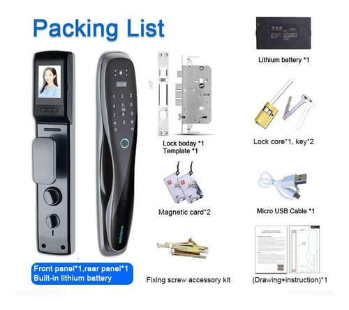 Imagen 3 de 5 de Cerradura Inteligente Wifi Para Puertas Con Camara Y Timbre
