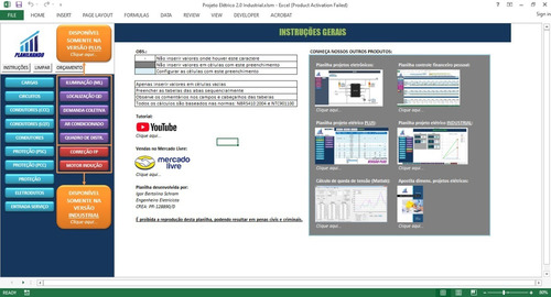 Imagem 2 de 10 de Planilha Dim. Projetos Elétricos + Blocos Eletr. Autocad