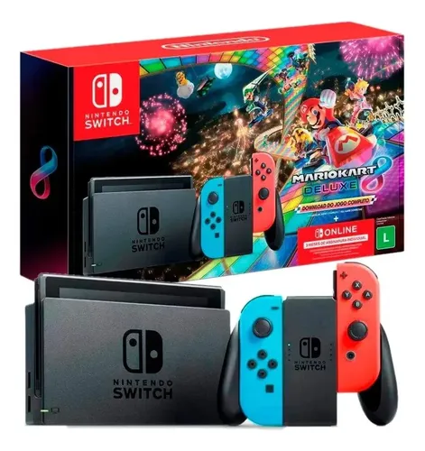 Console Nintendo Switch V2 Vermelho Néon / Azul Néon / Preto