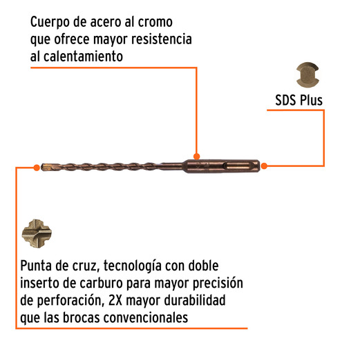 Broca Sds Plus 1/4 X 6, Truper. 11264