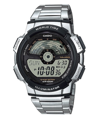 Reloj Casio Ae-1100wd Acero Crono 5 Alarmas 100% Original