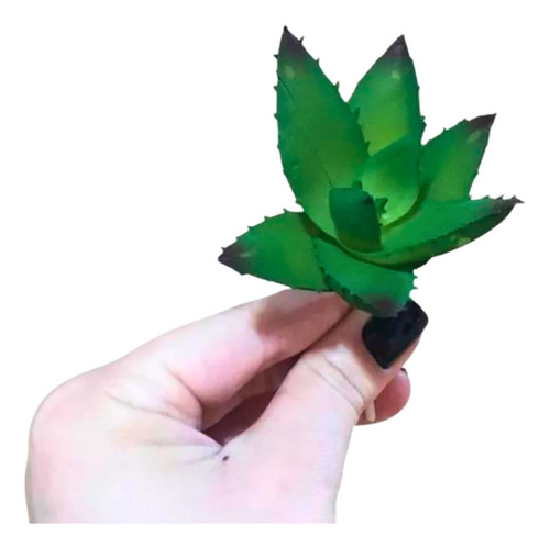 4 Suculentas Artificiais Plantas E Cactos Pequenos - S/vaso Cor Verde